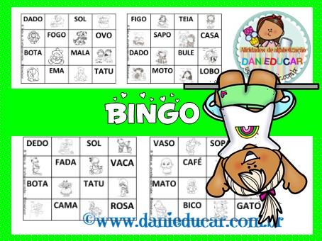 Bingo grátis com palavras simples - Dani Educar
