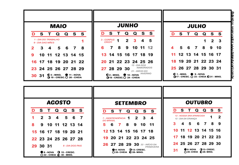 Calendário 2021 para imprimir