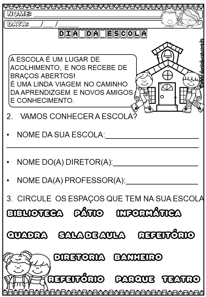Atividades sobre o Dia da escola Atividades sobre o Dia da escola