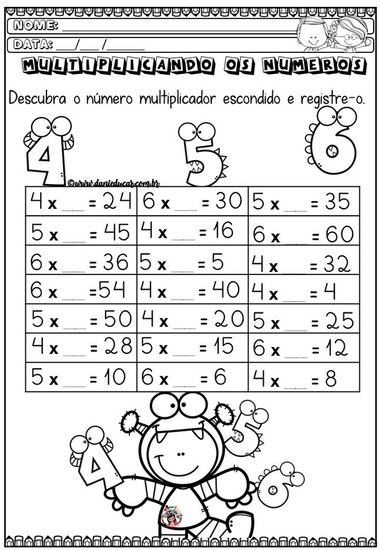 Atividades de multiplicação 2º e 3º anos