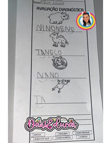 Avaliação diagnóstica 1 ano escrita
