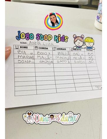 Jogo Stop para Imprimir