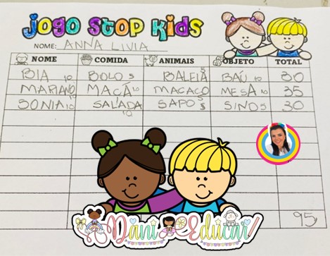 Jogo Stop para Imprimir